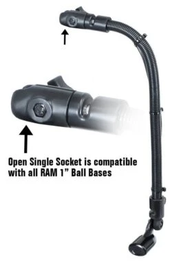 RAM Mounts Transducer Arm Mount With 18" Rigid Aluminum Rod And Open Single Socket: Compatible With All RAM 1" Ball Bases -YakGear Shop ram mounts transducer arm mount with 18 rigid alum 6